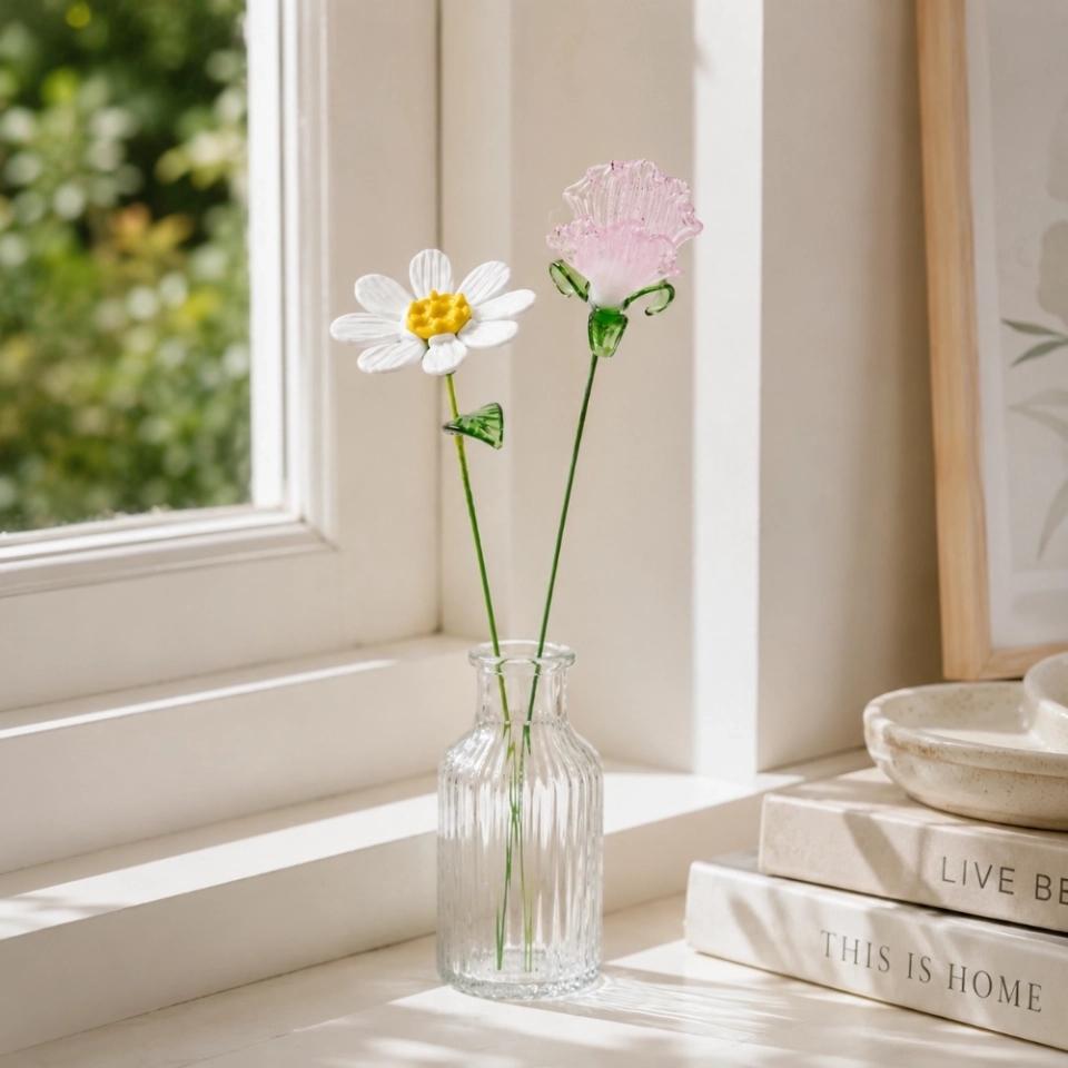 April-Birth-Flower-Gift-–-Handmade-Glass-Sweet-Pea-&-White-Daisy-Set (4) April-Birth-Flower-Gift-–-Handmade-Glass-Sweet-Pea-&-White-Daisy-Set (4)
