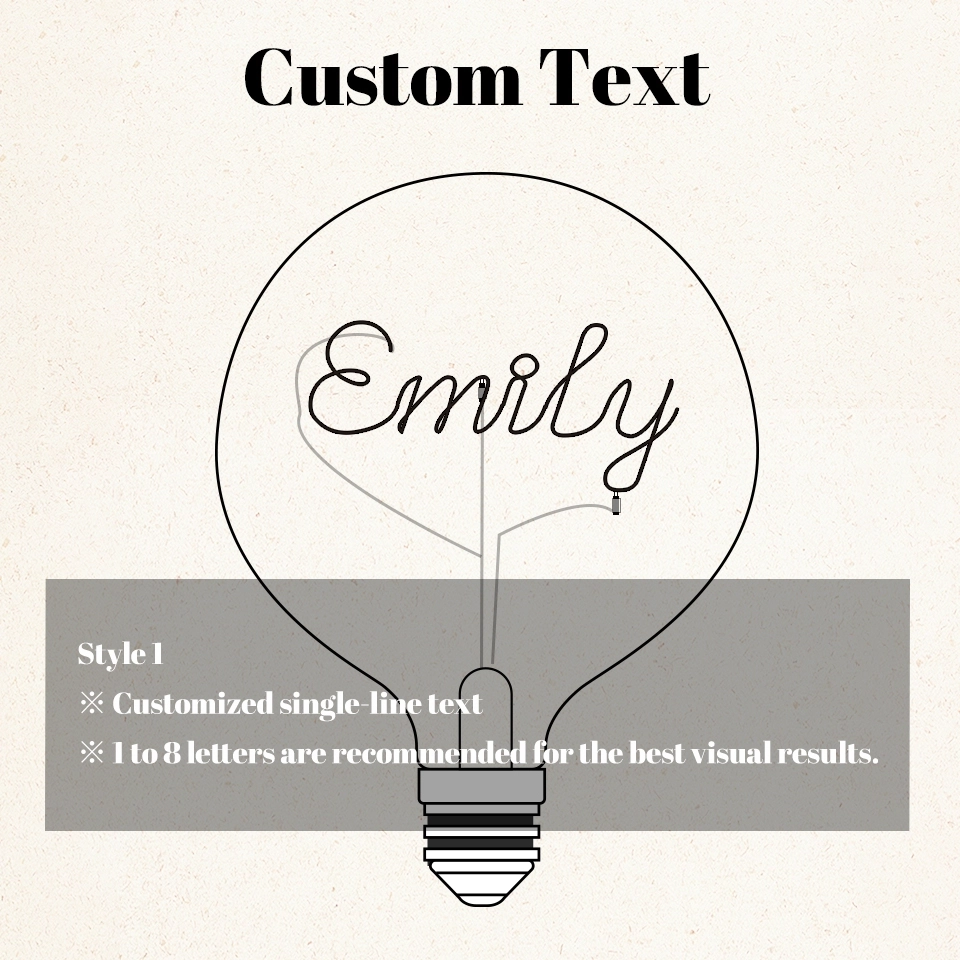 Custom Pink Filament Globe Light Bulb - Vintage Design, Personalized Text for Valentine's Day Gifts (3)