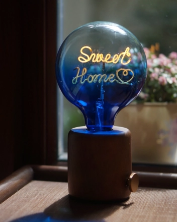Personalized Text Bulb with Base – Custom Decorative Name Night Light, Perfect Housewarming Gift