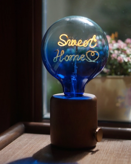 Personalized Text Bulb with Base – Custom Decorative Name Night Light, Perfect Housewarming Gift