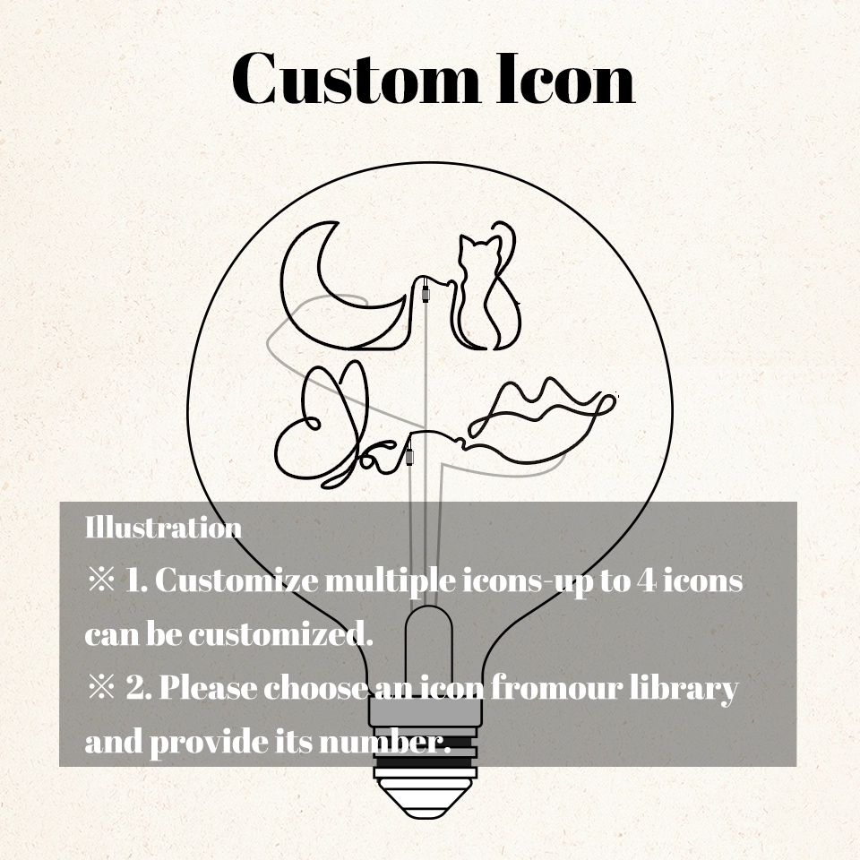 E27 Vintage Edison Bulb Lighting – Custom Text LED Filament Bulb, Personalized Light for Living Room Decor (3)