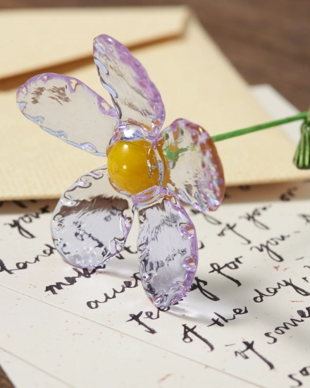 February Birth Flower Hoary stock – Handmade Glass Gift for Valentine’s Day or Anniversary