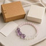 Freeform Amethyst February Birthstone Bracelet with Rose Quartz & Clear Quartz, Meaningful Gift for Her (5)