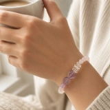 Freeform Amethyst February Birthstone Bracelet with Rose Quartz & Clear Quartz, Meaningful Gift for Her (7)