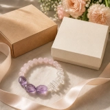 Freeform Amethyst February Birthstone Bracelet with Rose Quartz & Clear Quartz, Meaningful Gift for Her (8)