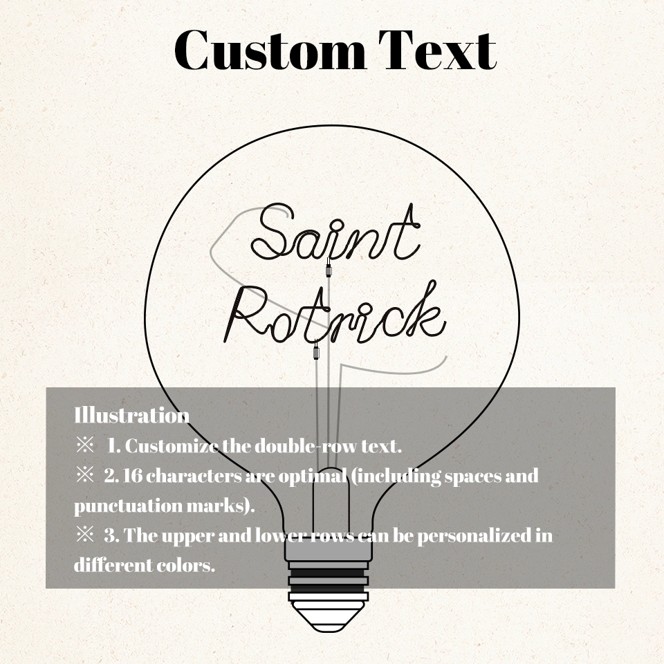Custom Text Edison LED Filament Bulb Vintage Home Deco Personalized Double row G125 Light (4)