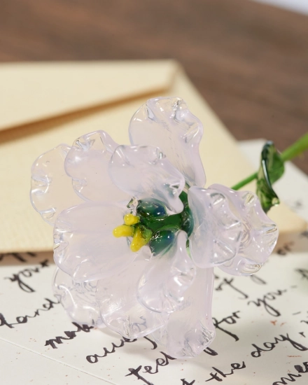 Glass Peony Flower – November Birth Flower Gift, Symbol of Elegance and Love, Handmade Pink Crystal Decoration