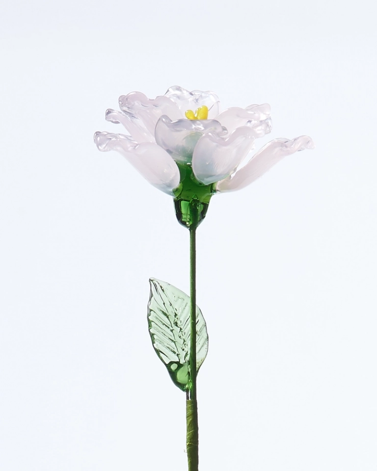 Glass Peony Flower – November Birth Flower Gift, Symbol of Elegance and Love, Handmade Pink Crystal Decoration (2)