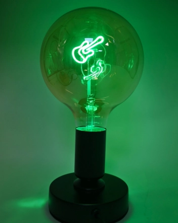 LED Green Light Bulb for night lamp - Globe G125 Single Filament Icon - 5W E27 Dimmable