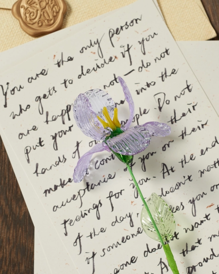 Handcrafted Purple Iris – February Birth Flower, Meaningful Gift for Celebrations or Agreements Handcrafted Purple Iris – February Birth Flower, Meaningful Gift for Celebrations or Agreements