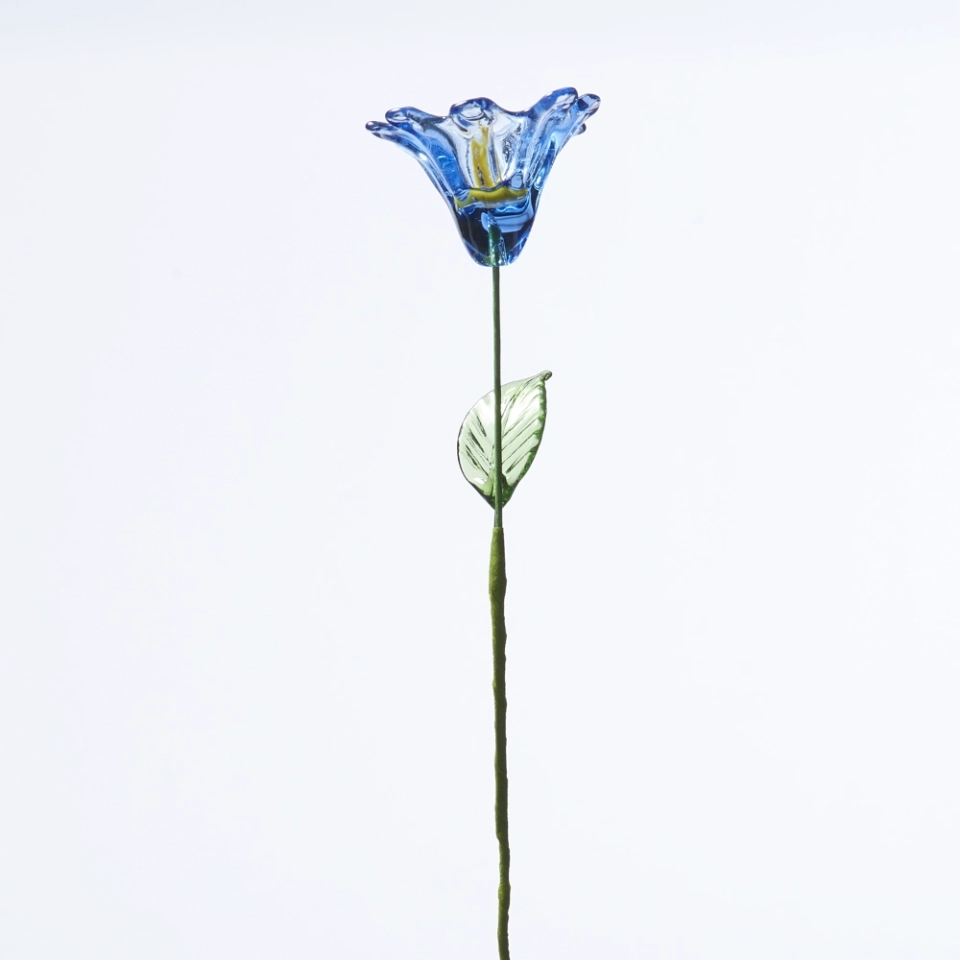Handmade Blue Morning Glory Glass Flower, Single Stem Decorative Glass Bloom Gift (2) Handmade Blue Morning Glory Glass Flower, Single Stem Decorative Glass Bloom Gift (2)