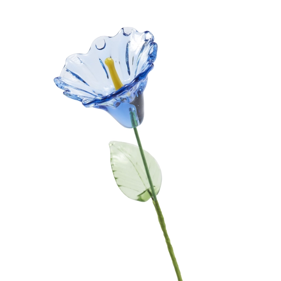 Handmade Blue Morning Glory Glass Flower, Single Stem Decorative Glass Bloom Gift (3) Handmade Blue Morning Glory Glass Flower, Single Stem Decorative Glass Bloom Gift (3)