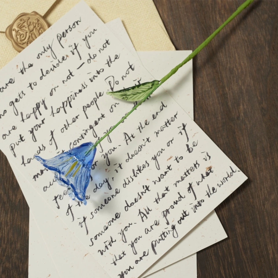 Handmade Blue Morning Glory Glass Flower, Single Stem Decorative Glass Bloom Gift (5) Handmade Blue Morning Glory Glass Flower, Single Stem Decorative Glass Bloom Gift (5)
