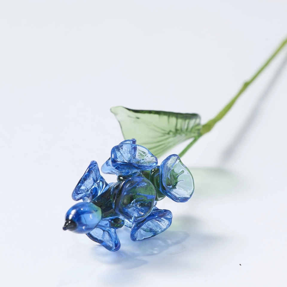 Handmade Glass Blue Delphinium Flower, Single Stem Keepsake Gift – 10.24 in (3) Handmade Glass Blue Delphinium Flower, Single Stem Keepsake Gift – 10.24 in (3)