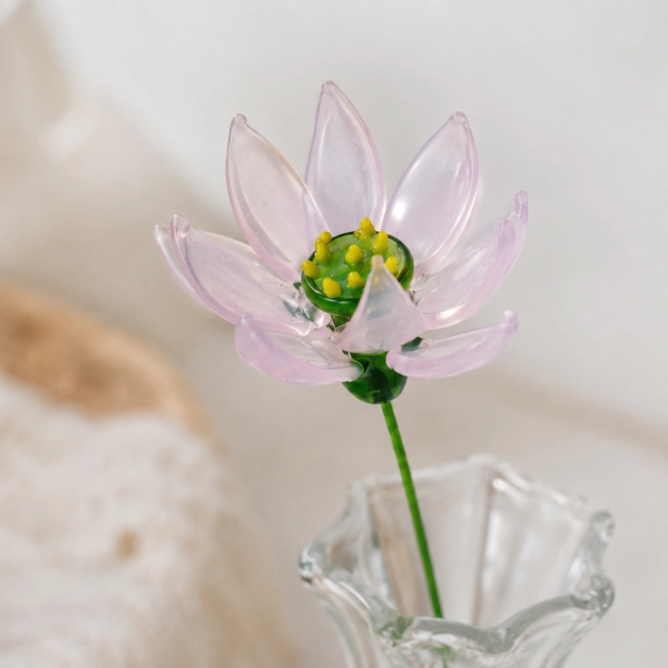 Handmade Glass Blue Delphinium Flower, Single Stem Keepsake Gift – 10.24 in (2)