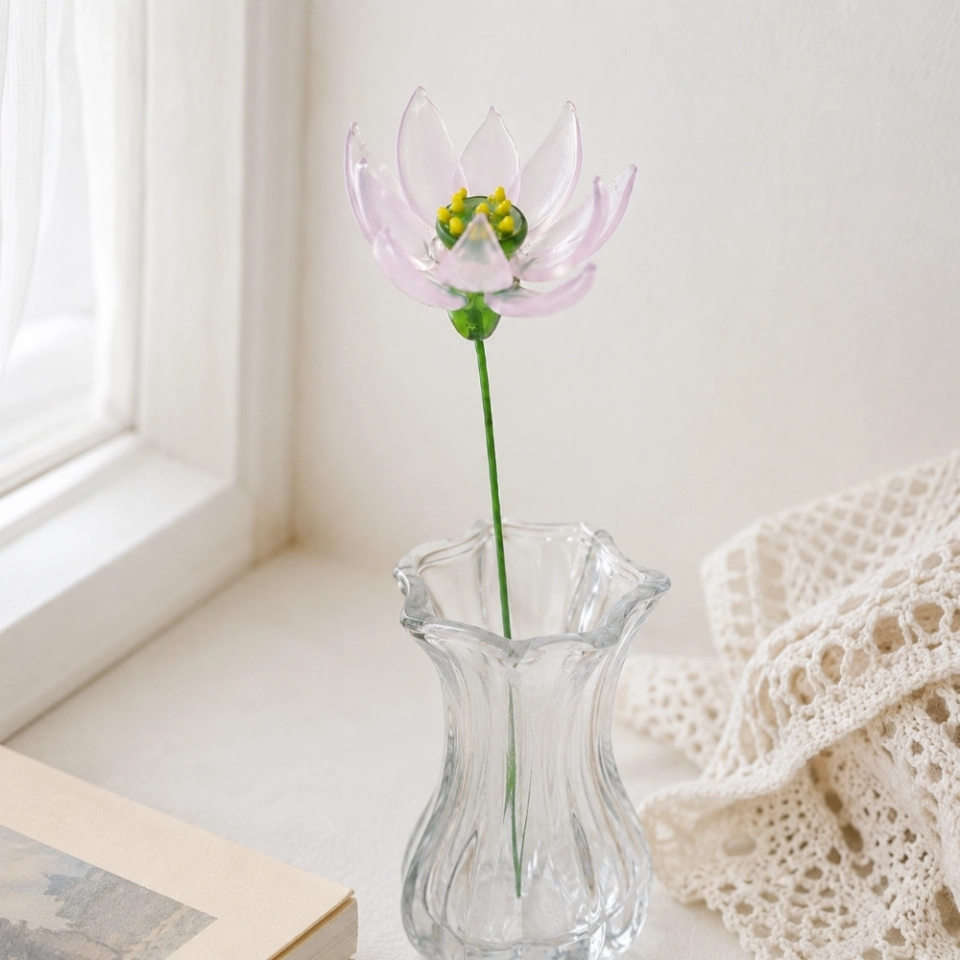 Handmade Glass Blue Delphinium Flower, Single Stem Keepsake Gift – 10.24 in (3) Handmade Glass Blue Delphinium Flower, Single Stem Keepsake Gift – 10.24 in (3)