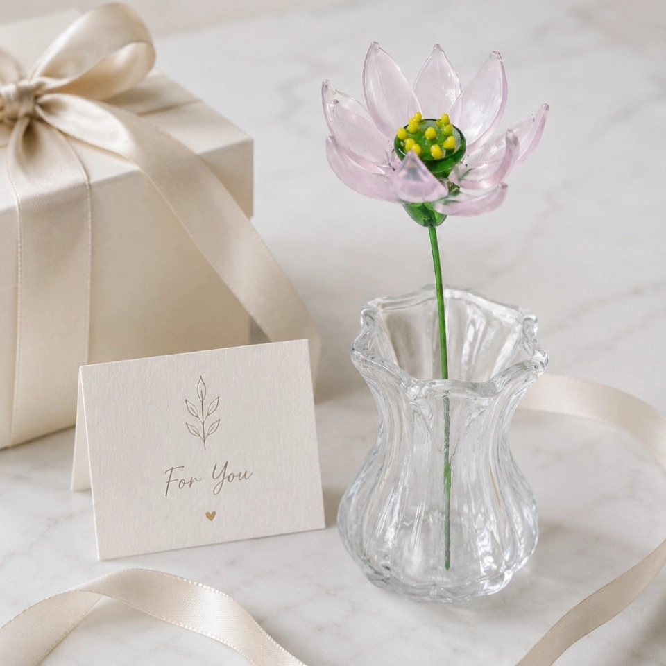Handmade Glass Blue Delphinium Flower, Single Stem Keepsake Gift – 10.24 in (6) Handmade Glass Blue Delphinium Flower, Single Stem Keepsake Gift – 10.24 in (6)