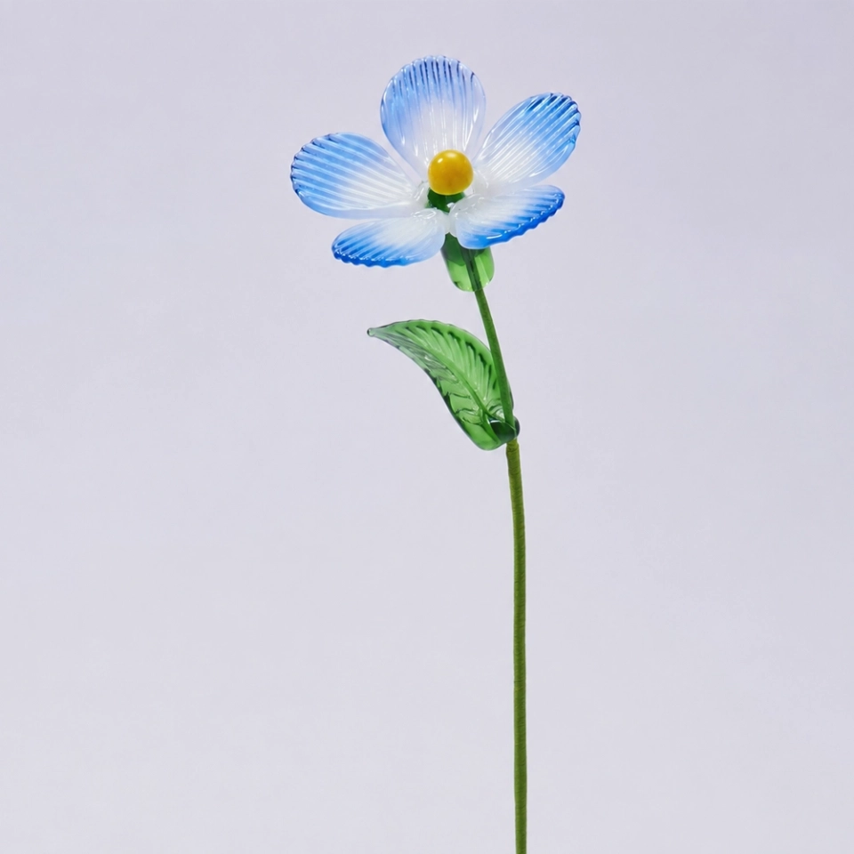 Handmade Glass Blue Violet Flower, Single Stem Keepsake Gift – 10.24 in (5) Handmade Glass Blue Violet Flower, Single Stem Keepsake Gift – 10.24 in (5)