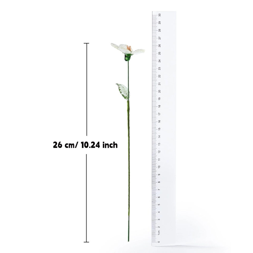Handmade Glass Ivory White Camellia Flower, Single Stem Keepsake Gift – 10.24 in (7) Handmade Glass Ivory White Camellia Flower, Single Stem Keepsake Gift – 10.24 in (7)