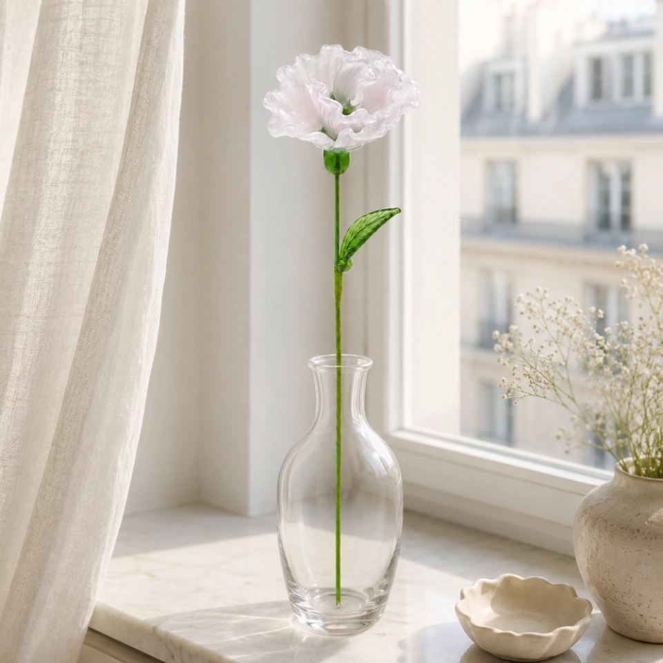 Handmade Glass Carnation Flower, January Birth Flower Gift – 10.24 in (4)