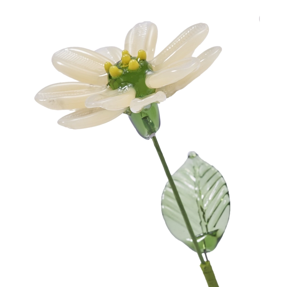 Handmade Glass Chrysanthemum Flower, Yellow Mum Single Stem Keepsake Gift Handmade Glass Chrysanthemum Flower, Yellow Mum Single Stem Keepsake Gift