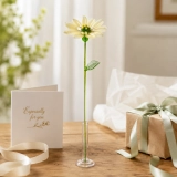 Handmade Glass Chrysanthemum Flower, Yellow Mum Single Stem Keepsake Gift (7) Handmade Glass Chrysanthemum Flower, Yellow Mum Single Stem Keepsake Gift (7)