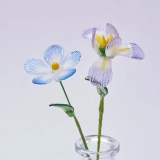 Handmade Glass February Birth Flower Set – Violet & Iris, 2 Stem Gift