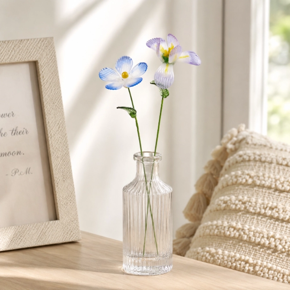Handmade Glass February Birth Flower Set – Violet & Iris, 2 Stem Gift (6) Handmade Glass February Birth Flower Set – Violet & Iris, 2 Stem Gift (6)