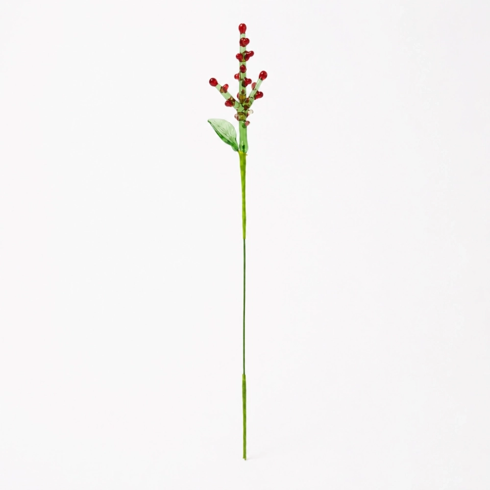 Handmade Glass Holly Berry Stem, Red Holly Branch Glass Flower Decor, Single 10.24 Inch Holiday Gift Stem (5) Handmade Glass Holly Berry Stem, Red Holly Branch Glass Flower Decor, Single 10.24 Inch Holiday Gift Stem (5)