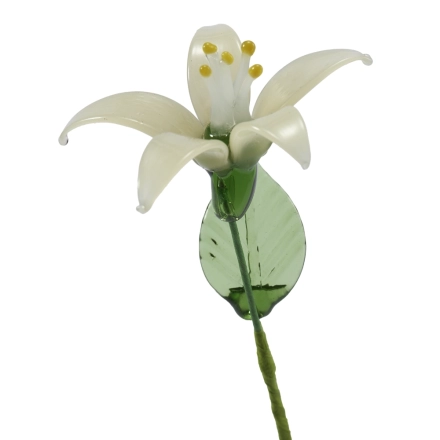 Handmade Glass Ivory Honeysuckle Flower, Single Stem Gift – 10.24 in