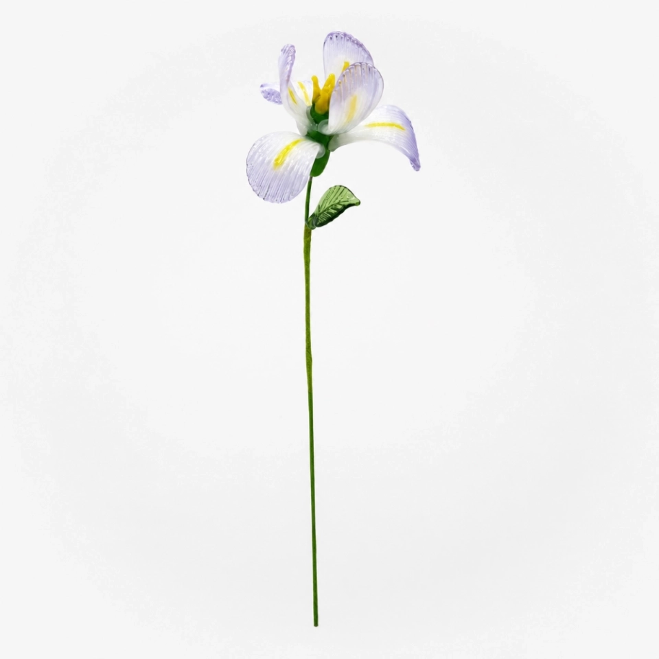 Handmade Glass Iris Flower, Single Stem Keepsake Gift – 10.24 in (2) Handmade Glass Iris Flower, Single Stem Keepsake Gift – 10.24 in (2)