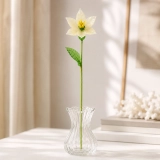 Handmade Glass Ivory Cream Narcissus Flower, Single Stem Gift – 10.24 in (2) Handmade Glass Ivory Cream Narcissus Flower, Single Stem Gift – 10.24 in (2)