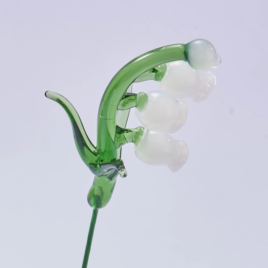 Handmade Glass White Lily of the Valley Flower, Single Stem Gift – 10.24 in
