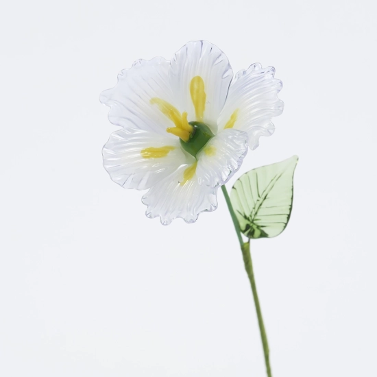 Handmade Glass Pale Lavender Japanese Iris Flower, Single Stem Gift – 10.24 in