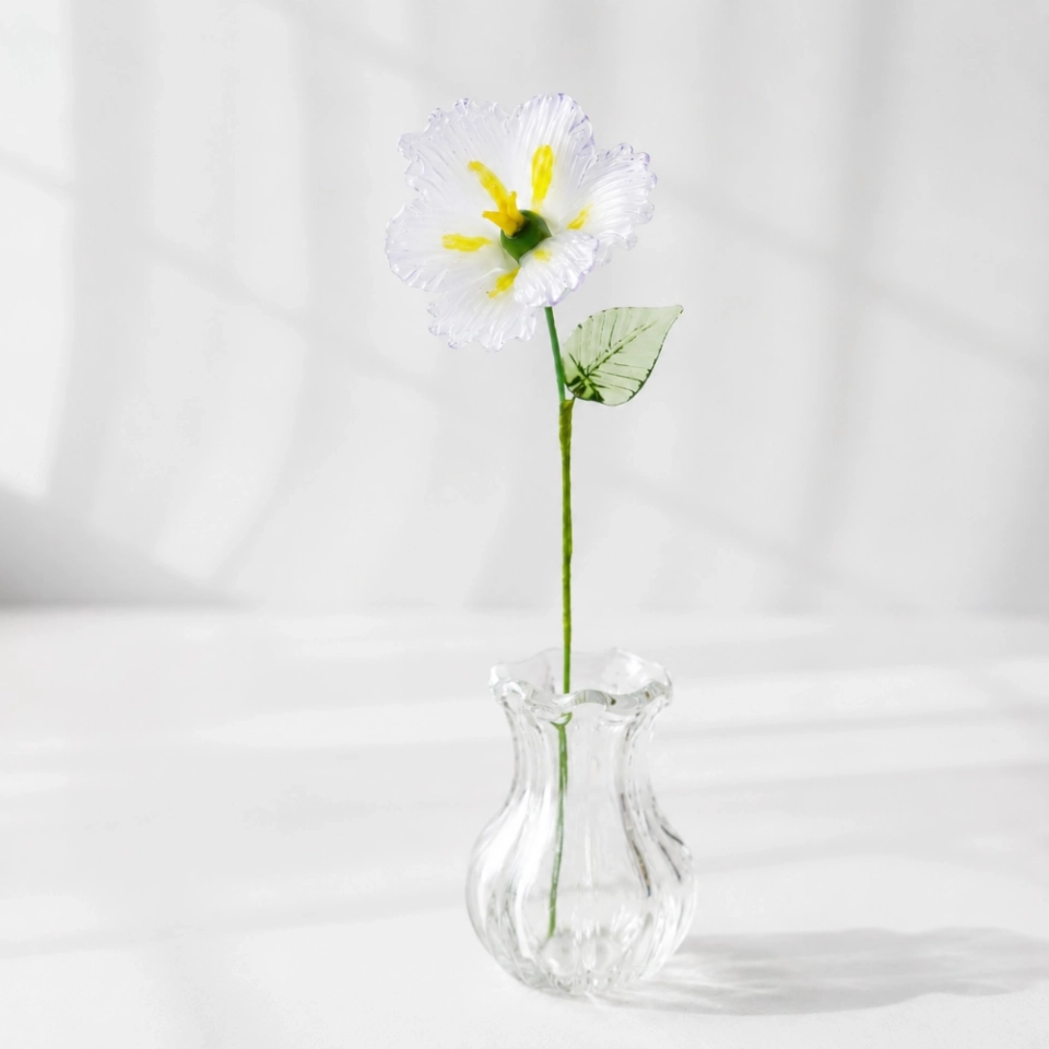 Handmade Glass Pale Lavender Japanese Iris Flower, Single Stem Gift – 10.24 in (3) Handmade Glass Pale Lavender Japanese Iris Flower, Single Stem Gift – 10.24 in (3)