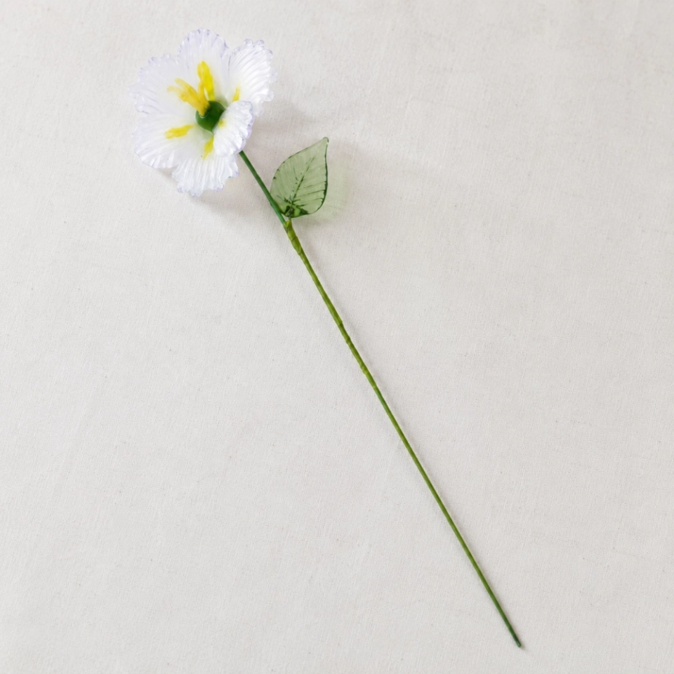 Handmade Glass Pale Lavender Japanese Iris Flower, Single Stem Gift – 10.24 in (4) Handmade Glass Pale Lavender Japanese Iris Flower, Single Stem Gift – 10.24 in (4)