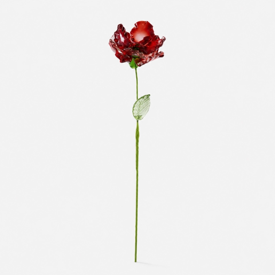 Handmade Glass Red Poppy Flower, Single Stem Everlasting Gift – 10.24 in (6) Handmade Glass Red Poppy Flower, Single Stem Everlasting Gift – 10.24 in (6)