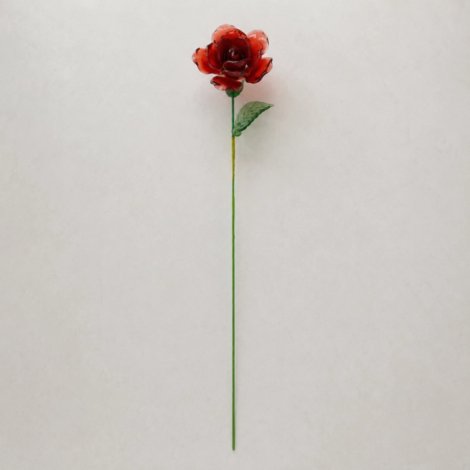 Handmade Glass Red Rose Flower, Single Stem Keepsake Gift – 10.24 in (6) Handmade Glass Red Rose Flower, Single Stem Keepsake Gift – 10.24 in (6)