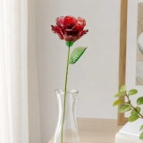 Handmade Glass Red Rose Flower, Single Stem Keepsake Gift – 10.24 in (7) Handmade Glass Red Rose Flower, Single Stem Keepsake Gift – 10.24 in (7)