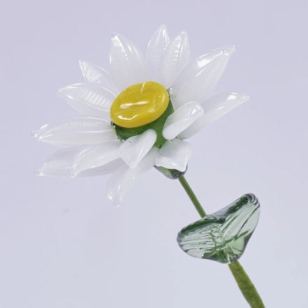Handmade Glass Snow Lotus Flower, Single Stem Keepsake Gift – 10.24 in