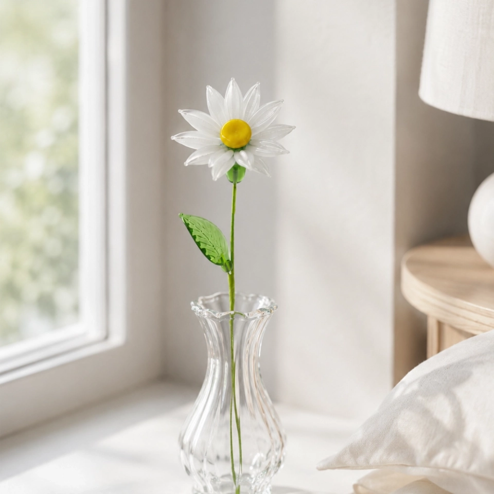 Handmade Glass Snow Lotus Flower, Single Stem Keepsake Gift – 10.24 in (4) Handmade Glass Snow Lotus Flower, Single Stem Keepsake Gift – 10.24 in (4)