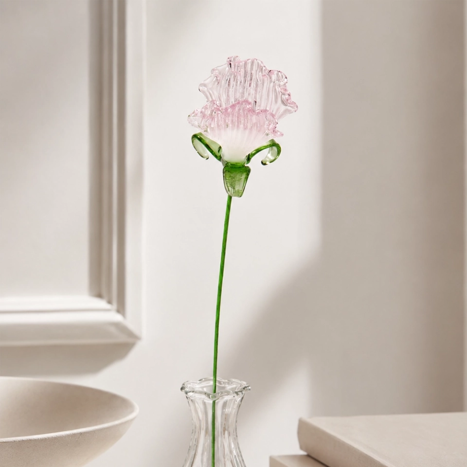 Handmade Glass Sweet Pea Flower, Single Stem Floral Decor Gift (4) Handmade Glass Sweet Pea Flower, Single Stem Floral Decor Gift (4)