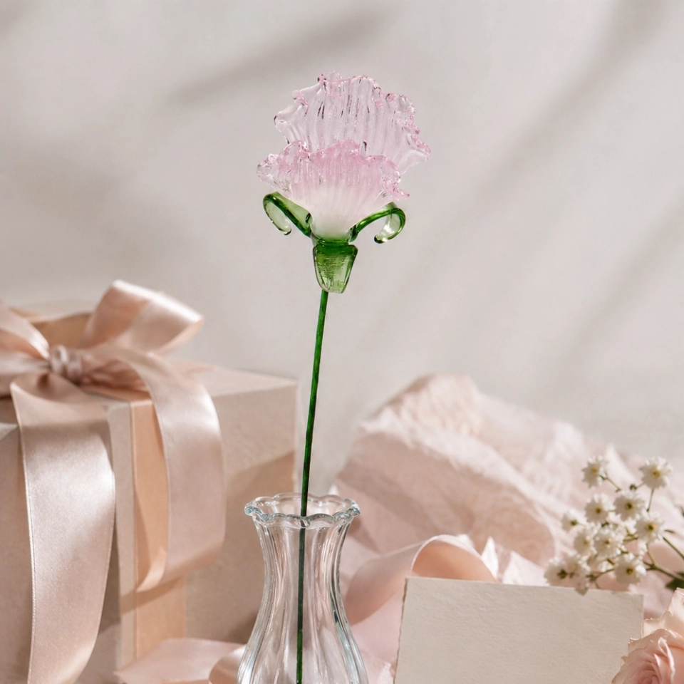 Handmade Glass Sweet Pea Flower, Single Stem Floral Decor Gift (7) Handmade Glass Sweet Pea Flower, Single Stem Floral Decor Gift (7)