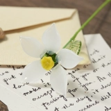 Handmade Glass White Daffodil Flower, Single Stem Narcissus Floral Decor (3)