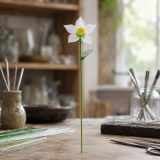 Handmade Glass White Daffodil Flower, Single Stem Narcissus Floral Decor (5)