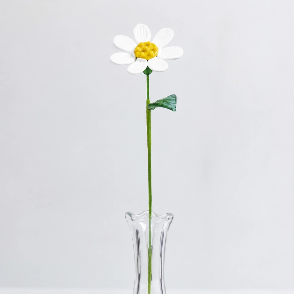 Handmade Glass White Daisy Flower, Single Stem Keepsake Gift – 10.24 in (7) Handmade Glass White Daisy Flower, Single Stem Keepsake Gift – 10.24 in (7)