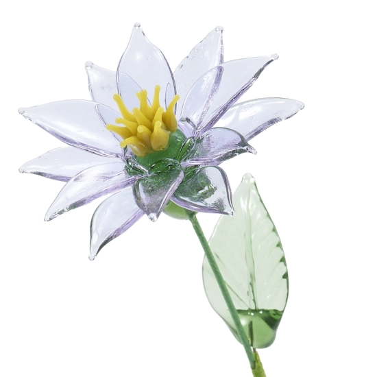 Handmade Purple Aster Glass Flower – Single Stem Everlasting Floral Gift, 10.24 in