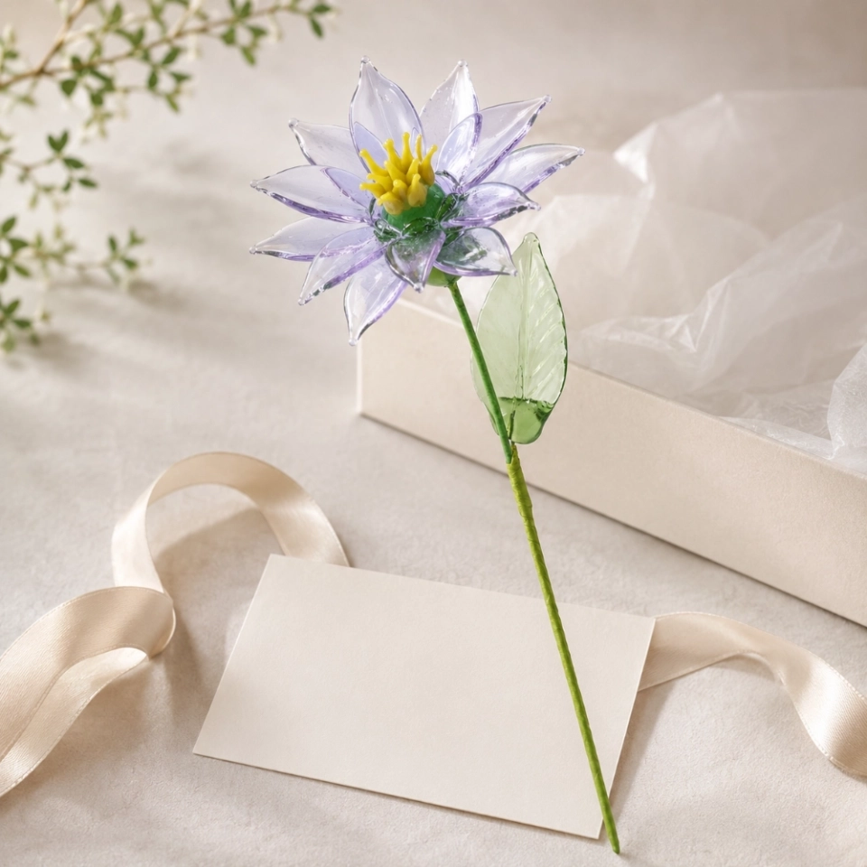 Handmade Purple Aster Glass Flower – Single Stem Everlasting Floral Gift, 10.24 in (4) Handmade Purple Aster Glass Flower – Single Stem Everlasting Floral Gift, 10.24 in (4)
