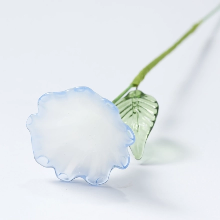 Handmade White Morning Glory Glass Flower, Single Stem Glass Floral Gift for Home Decor