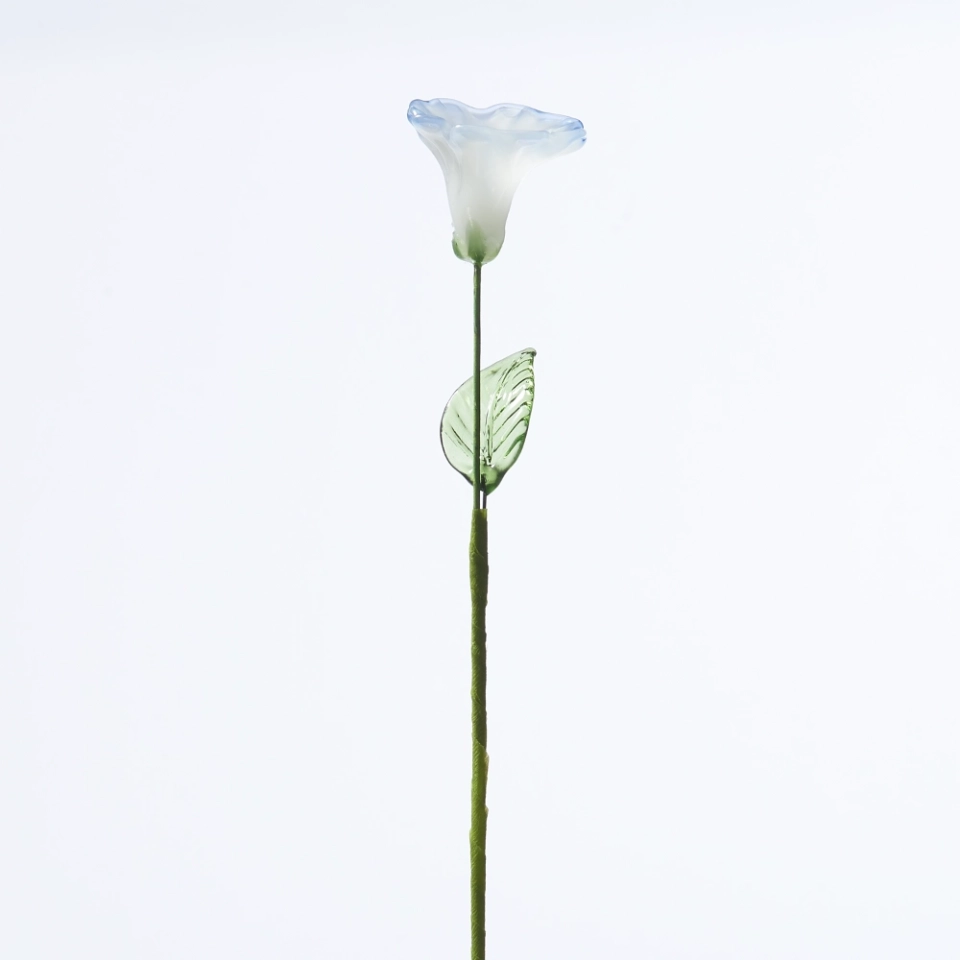 Handmade White Morning Glory Glass Flower, Single Stem Glass Floral Gift for Home Decor (2)